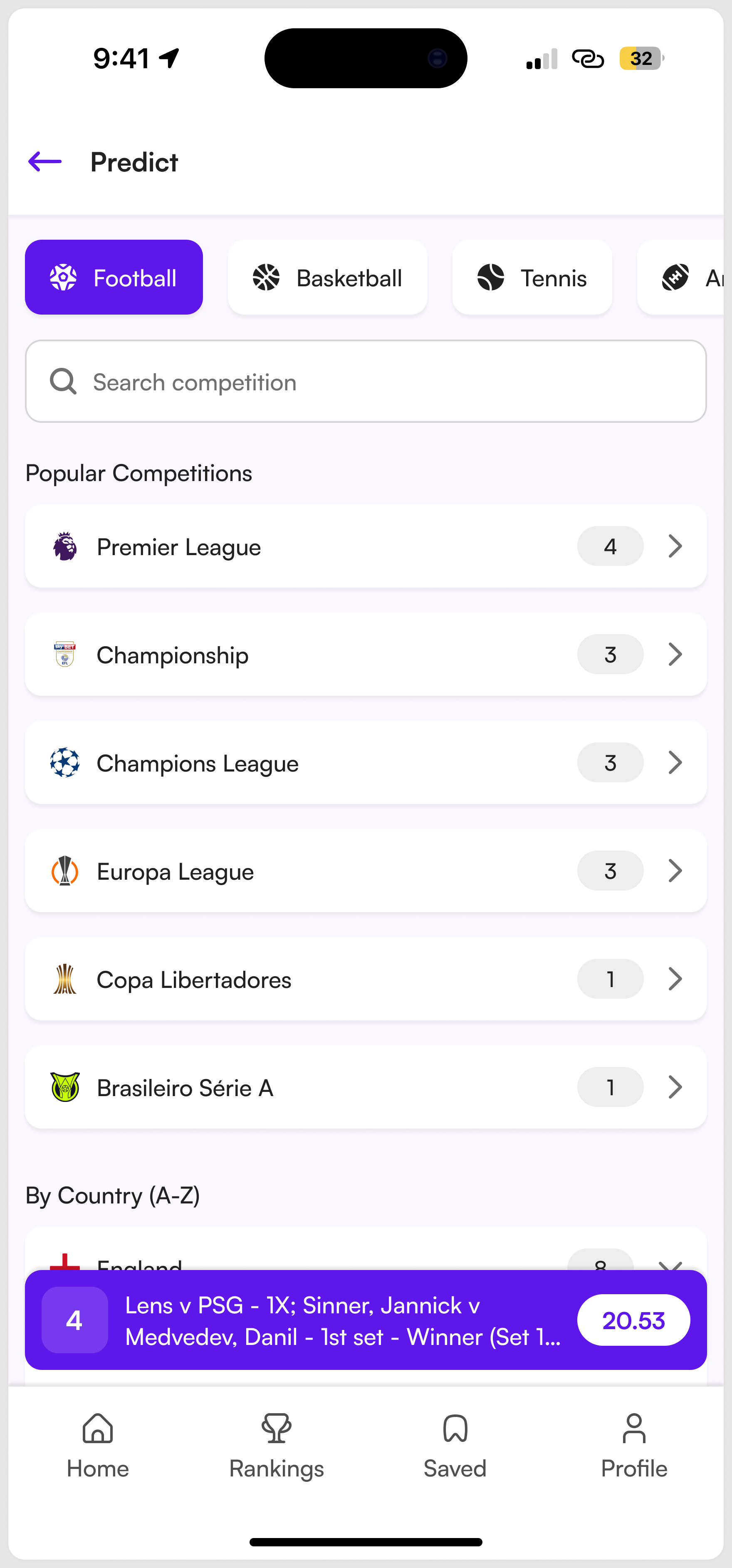PlayPredict prediction screen